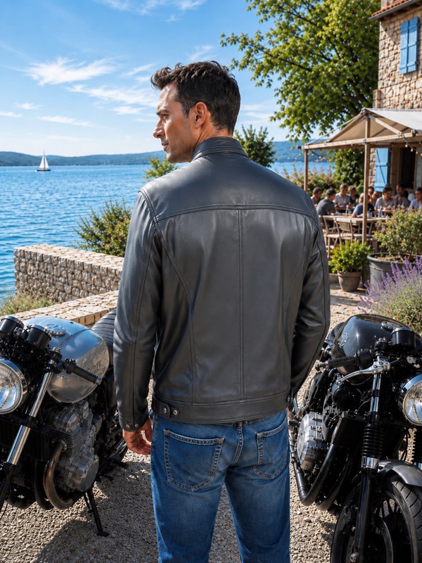 Cafe Racer Milano Fekete Bőrdzseki